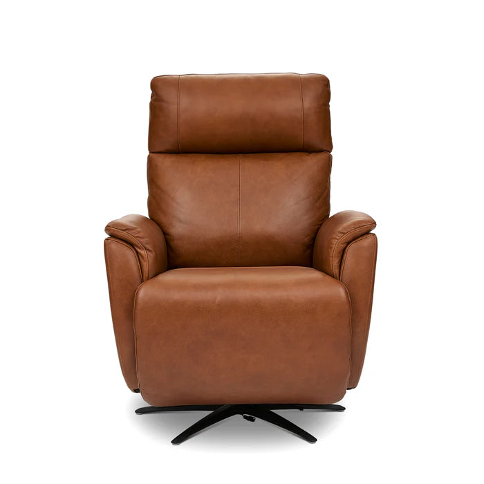 Cove Dune Leather Power Swivel Recliner with Power Headrest, Lumbar, Heat, & Massage