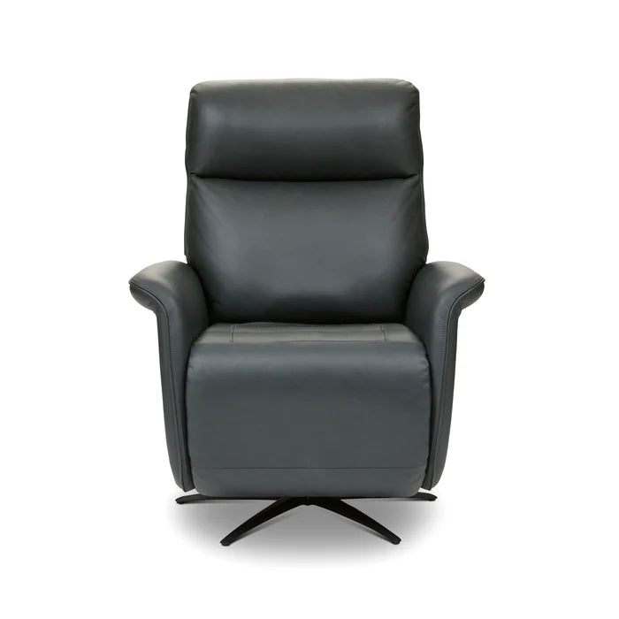 Flexsteel Haven Leather Power Swivel Recliner with Power Headrest, Lumbar, Heat, Massage & Ventilation