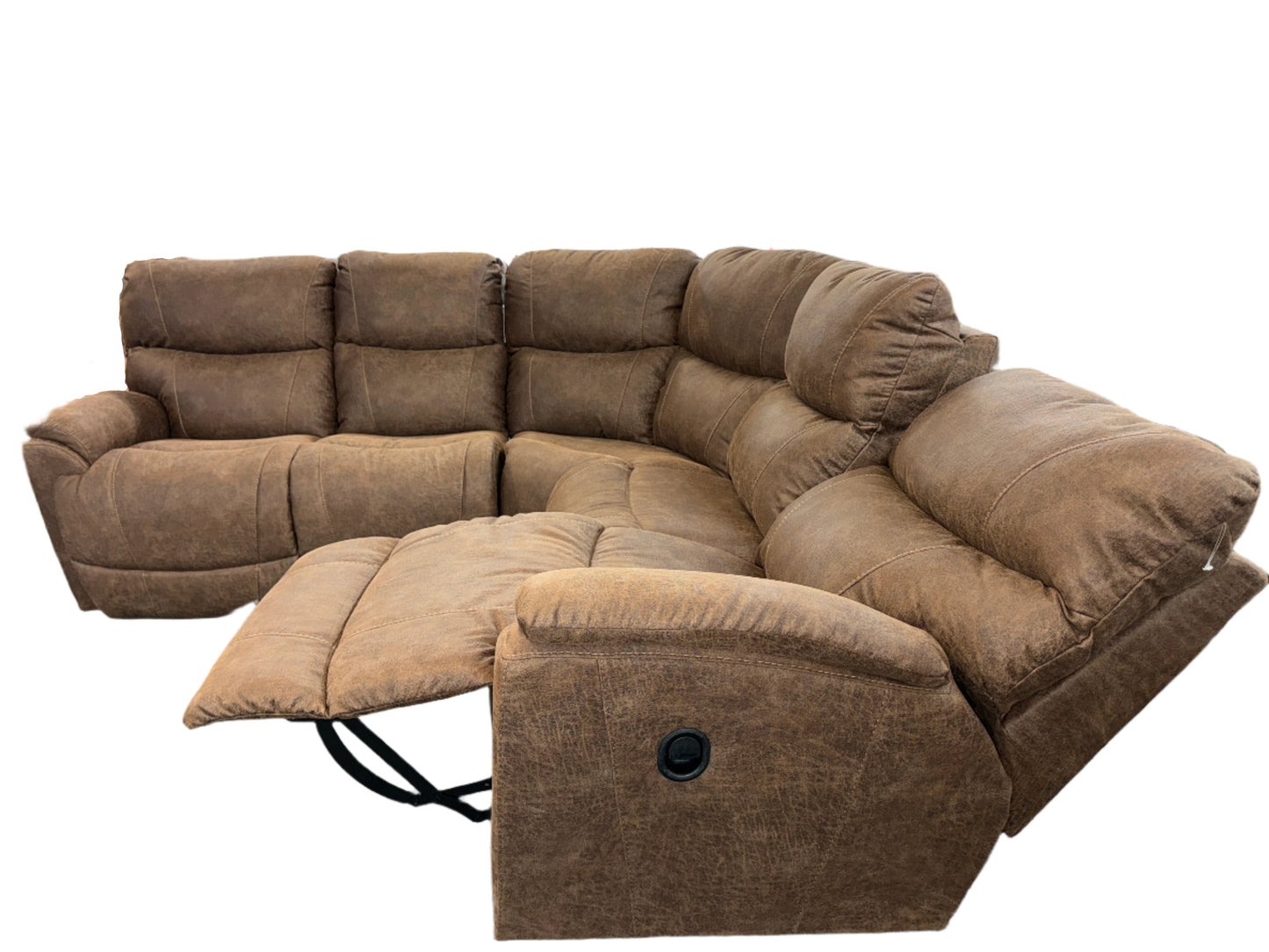 La-Z-Boy 6pc Trooper Sectional Reclining Sofa w/ Storage Console (Whiskey)