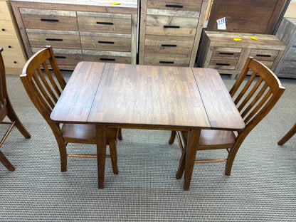 All Wood Furniture Dark Walnut Drop Leaf 3 Piece Table Set