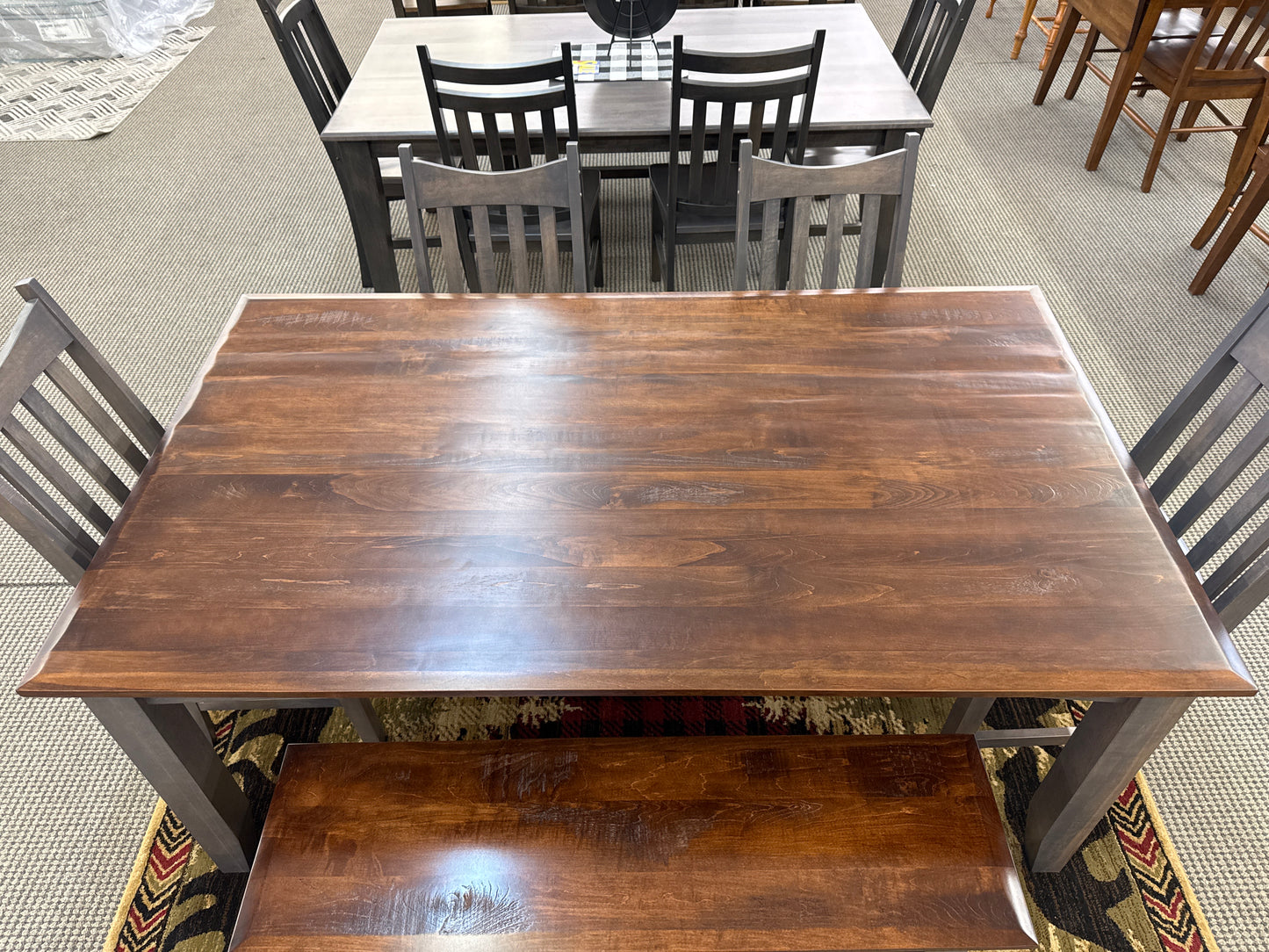 Amish Stone Lake 6 Piece Solid Rough Sawn Maple Table Set