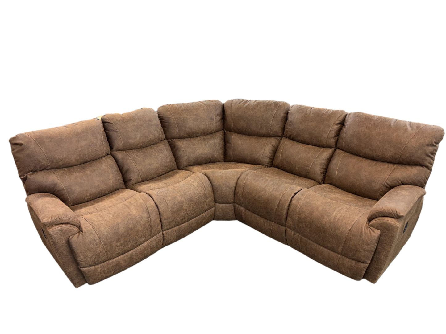 La-Z-Boy 6pc Trooper Sectional Reclining Sofa w/ Storage Console (Whiskey)