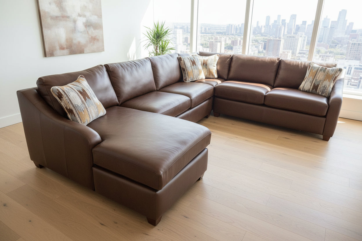 Lazboy Leather Sectional with chaise lounger