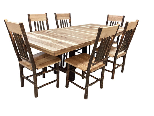 Shagbark Hickory Table with 6 Chairs