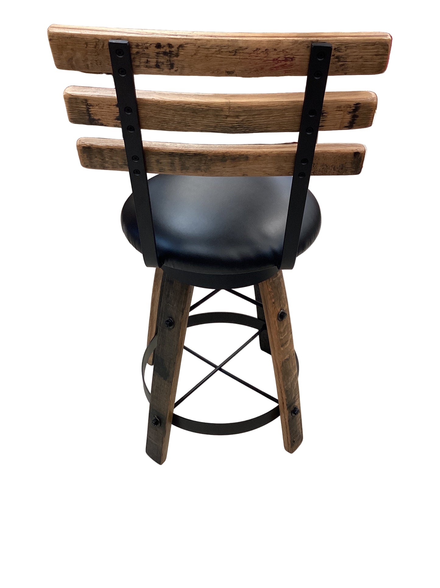 Whiskey barrel table with 2 barstools.