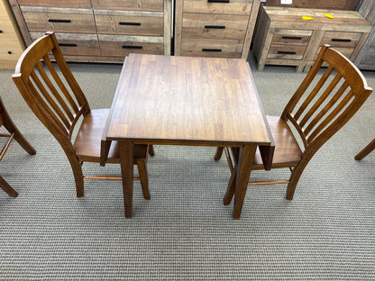 All Wood Furniture Dark Walnut Drop Leaf 3 Piece Table Set