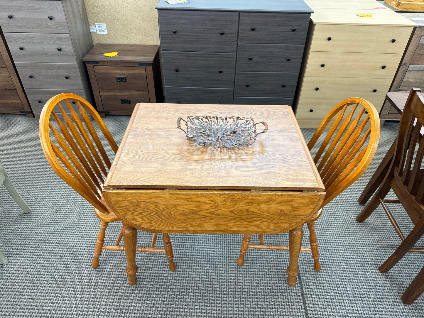 All Wood Furniture Laminate Top Dropleaf Wood Edge 3 Piece Table Set