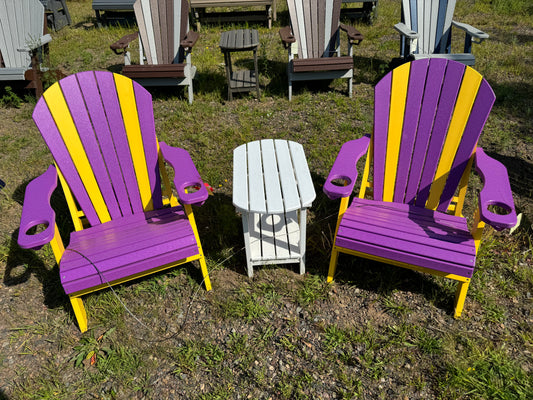 Two Tone Adirondack Chair w/ End Table (Purple & Gold)