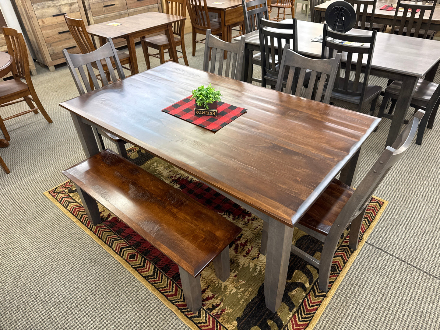 Amish Stone Lake 6 Piece Solid Rough Sawn Maple Table Set