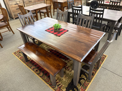 Amish Stone Lake 6 Piece Solid Rough Sawn Maple Table Set