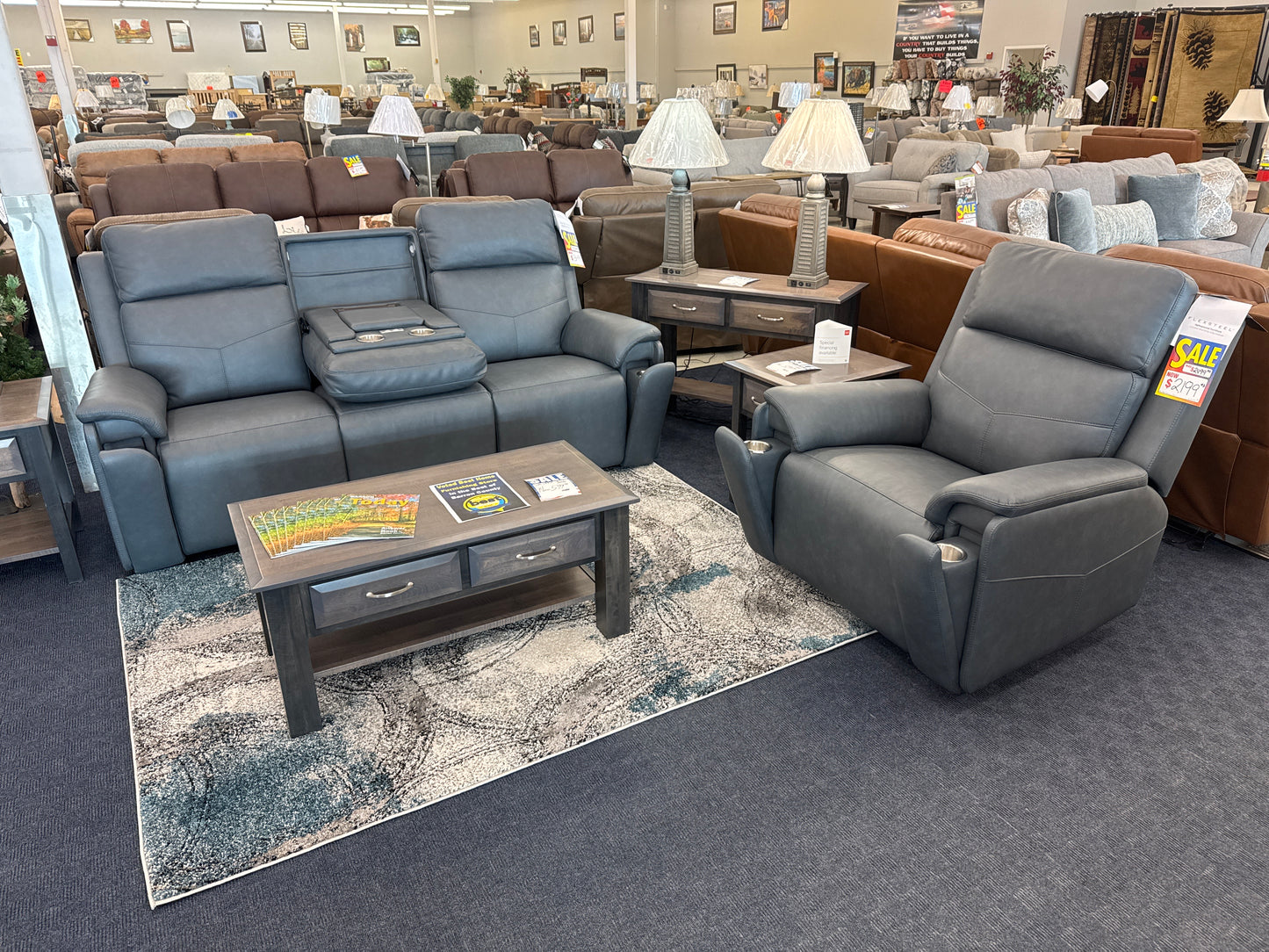 Flexsteel Vernon Power Recline Sofa w/ Matching Swivel Recliner