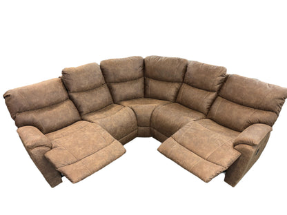 La-Z-Boy 6pc Trooper Sectional Reclining Sofa w/ Storage Console (Whiskey)