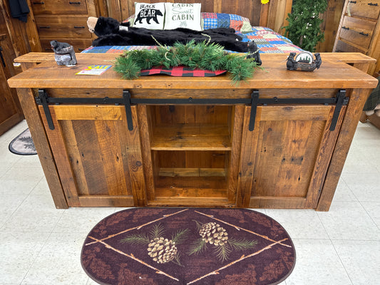 Amish Barnboard Sliding Barn Door 62" Tv Stand