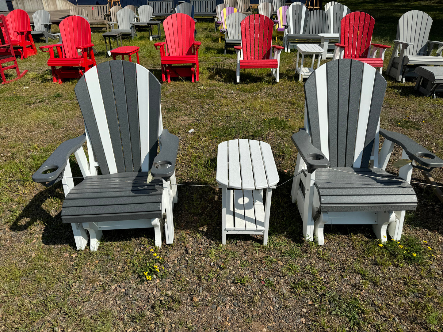 Two Tone Adirondack Glider(s) w/ End Table (Two Tone)