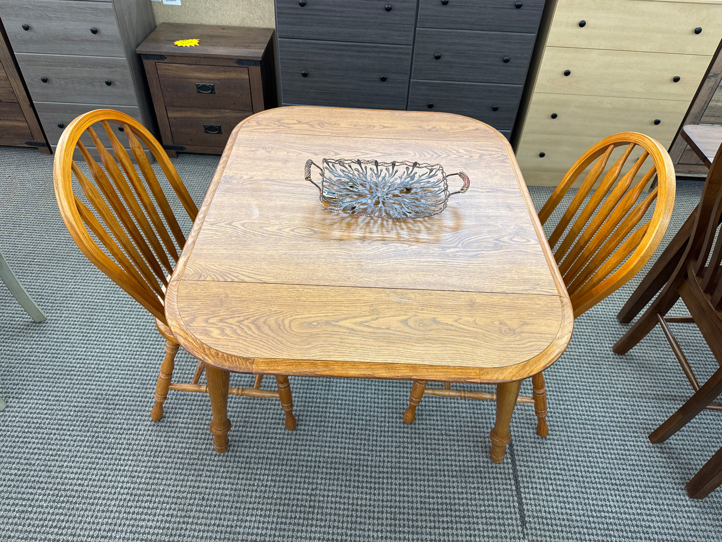 All Wood Furniture Laminate Top Dropleaf Wood Edge 3 Piece Table Set
