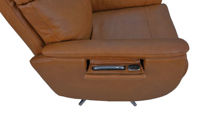 Cove Dune Leather Power Swivel Recliner with Power Headrest, Lumbar, Heat, & Massage