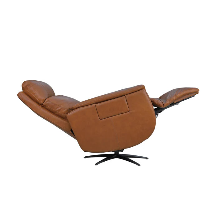 Cove Dune Leather Power Swivel Recliner with Power Headrest, Lumbar, Heat, & Massage