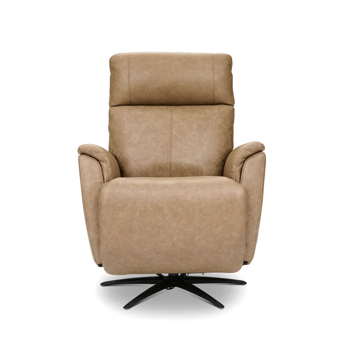 Cove Dune Leather Power Swivel Recliner with Power Headrest, Lumbar, Heat, & Massage