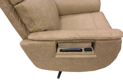Cove Dune Leather Power Swivel Recliner with Power Headrest, Lumbar, Heat, & Massage