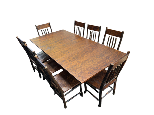 Hand Hewn Maple Dining Table Set w/ leaves