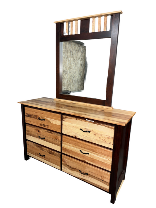 Amish Two Tone Hickory Dresser w/ Mirrror