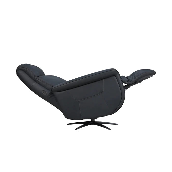 Flexsteel Haven Leather Power Swivel Recliner with Power Headrest, Lumbar, Heat, Massage & Ventilation