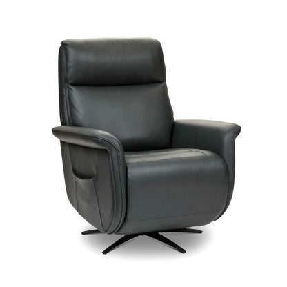 Flexsteel Haven Leather Power Swivel Recliner with Power Headrest, Lumbar, Heat, Massage & Ventilation