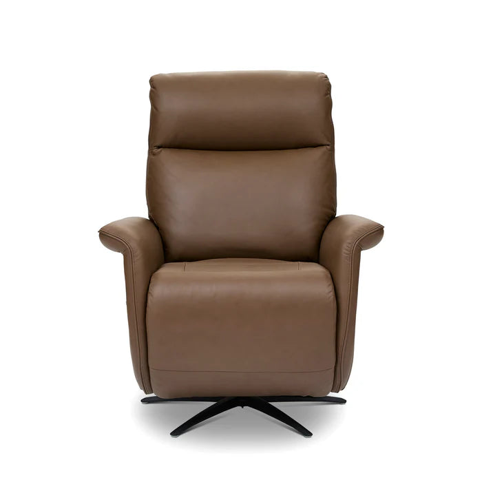 Flexsteel Haven Leather Power Swivel Recliner with Power Headrest, Lumbar, Heat, Massage & Ventilation