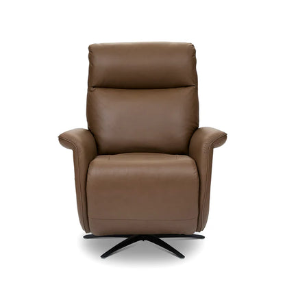Flexsteel Haven Leather Power Swivel Recliner with Power Headrest, Lumbar, Heat, Massage & Ventilation