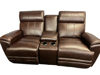 Power Leather La-Z-Boy Loveseat w/ Center Console