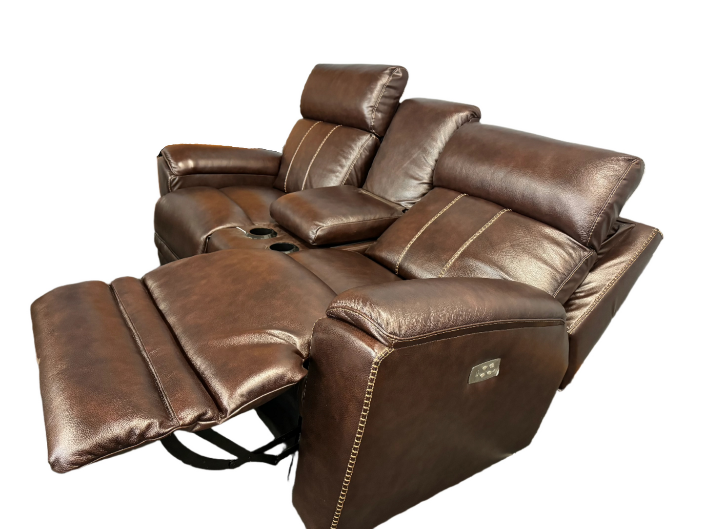 Power Leather La-Z-Boy Loveseat w/ Center Console